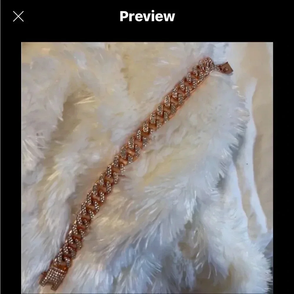CUBAN LINK ICED OUT ROSE GOLD DOG CHAIN SIZE MEDIUM SPOIL YOUR PUP! 14”LONG